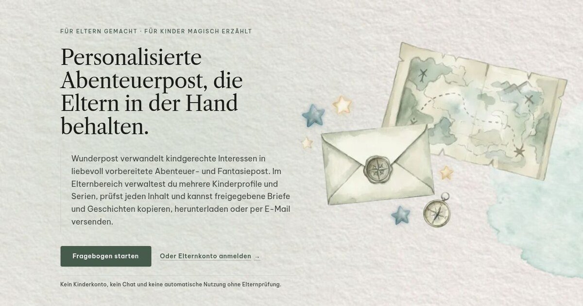 Wunderpost – Web-App für personalisierte Abenteuerpost